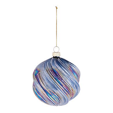 Iridescent Glass Ball and Oblong Ornaments Set of 6 Christmas Tree Decor