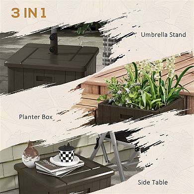 Outdoor Umbrella Base Table Planter Combo with Adjustable Knobs