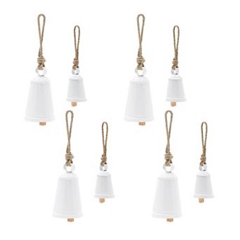 8 pc Rustic Metal Bell Ornament Set for Christmas Tree, Garland, Wreath, and Mantel