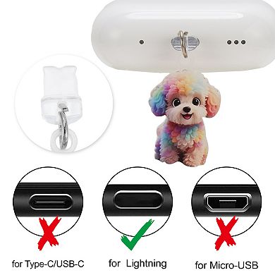 Dog Pendants Dust Plug Charm for Lightning Colorful 2 Pcs