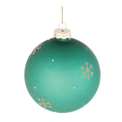 Pine Tree Frosted Glass Ball Ornaments Set of 6 Beaded Tree Decorations