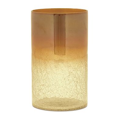 Ombre Crackle Glass Candle Holders Set of 2 for Dining Table or Mantle