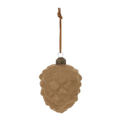 12-Piece Flocked Glass Pinecone Ball Ornament Set for Christmas Tree and Holiday Decor