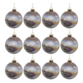 Glass Ball Christmas Ornaments Set, 12 pc Iridescent Hanging Tree Decorations