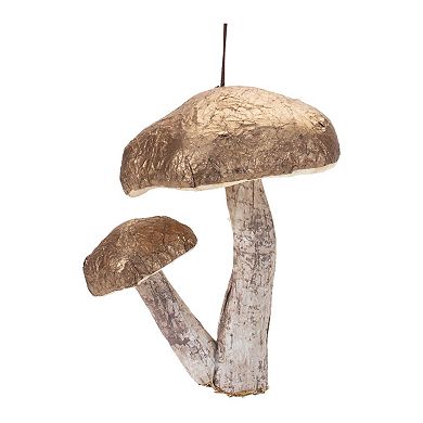 6-Piece Double Mushroom Ornament Set with Metallic Tops for Christmas Tree and Holiday Decor