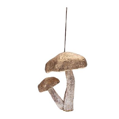 6-Piece Double Mushroom Ornament Set with Metallic Tops for Christmas Tree and Holiday Decor