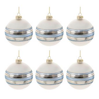Frosted Glass Christmas Ball Ornaments Set of 6 Holiday Tree Decorations