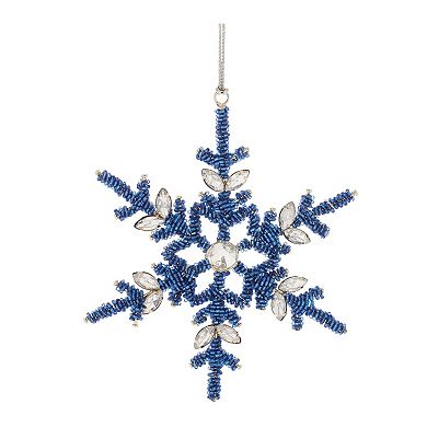 12-Piece Beaded Snowflake Ornament Set for Christmas Tree, Wreaths, and Holiday Decorating