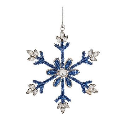 12-Piece Beaded Snowflake Ornament Set for Christmas Tree, Wreaths, and Holiday Decorating