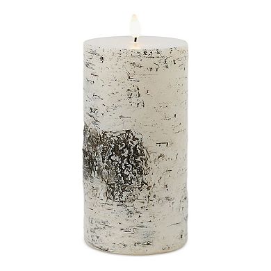 Flameless Birch Pillar Candles Set of 2, Remote Controlled, Battery Operated for Seasonal Decor
