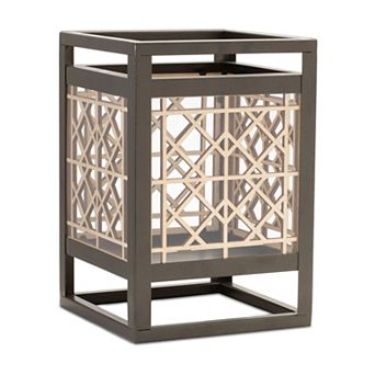 Wood Cut-Out Candle Holder with Metal Frame for Table, Mantel, or Shelf Décor