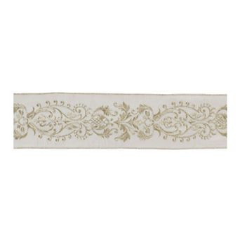 Holiday Ribbon with Ornate Metallic Design for Wreaths, Garlands, Gift Wrapping, and DIY Crafts