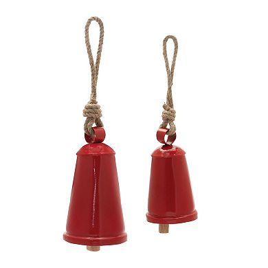 4-Piece Rustic Metal Bell Ornament Set for Christmas Tree, Garland, Wreath, Entryway, Holiday Decor