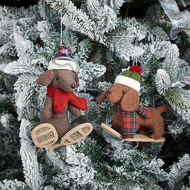 6-Piece Plush Winter Sport Dog Ornament Set for Christmas Tree and Holiday Decorating