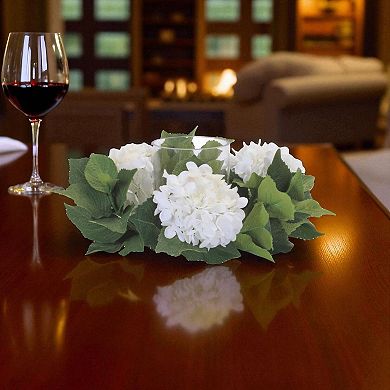 Hydrangea Candle Holder Set of 2 with Glass Hurricane for Table Centerpiece Décor
