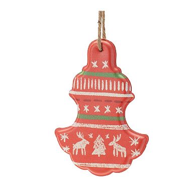4-Piece Nordic Pattern Metal Ornament Set with Deer and Plaid Designs for Holiday Decor