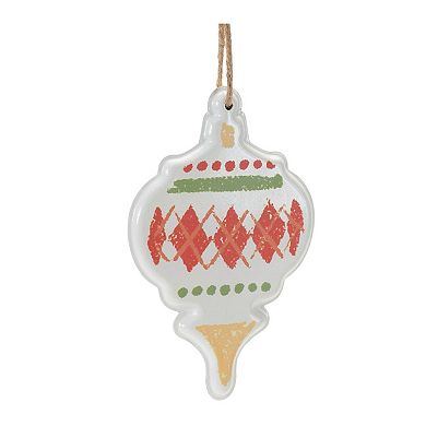 4-Piece Nordic Pattern Metal Ornament Set with Deer and Plaid Designs for Holiday Decor