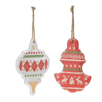 4-Piece Nordic Pattern Metal Ornament Set with Deer and Plaid Designs for Holiday Decor