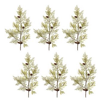 Set of 6 Decorative Pine Sprays for Holiday Wreaths, Garlands, and Centerpieces