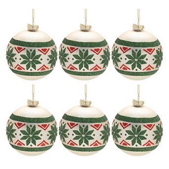 Nordic Style Frosted Glass Christmas Ball Ornaments Set of 6 for Tree Holiday Decor