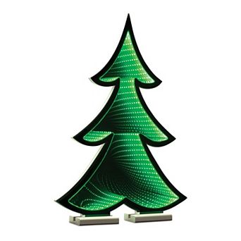 Plug-In Lighted Pine Tree Decoration with Glowing Infinity Effectfor Mantels, Tables, Holiday Decor
