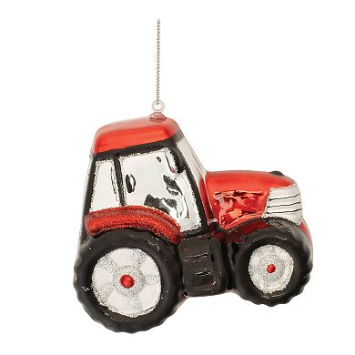 6-Piece Tractor Ornament Set with Glitter Accents for Christmas Tree and Holiday Decorating