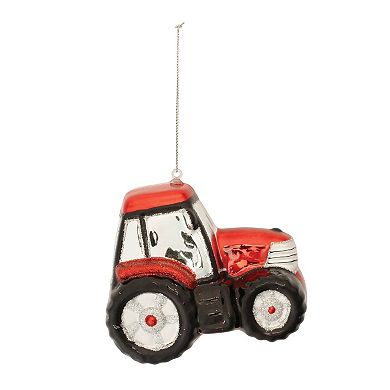 6-Piece Tractor Ornament Set with Glitter Accents for Christmas Tree and Holiday Decorating