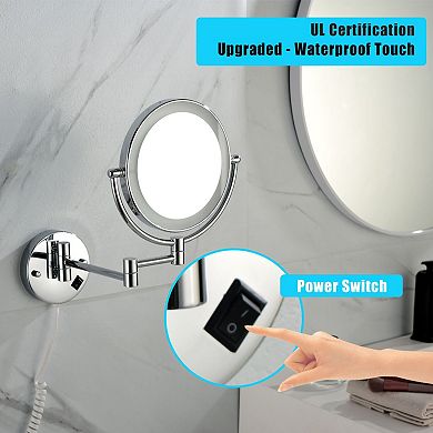 Wall Mount Bathroom Mirror with 3X Magnification LED Touch Light Vanity Mirror