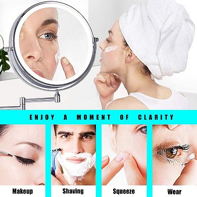Wall Mount Bathroom Mirror with 3X Magnification LED Touch Light Vanity Mirror