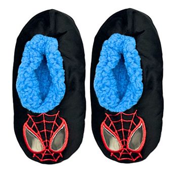 Boys Spider-Man Fuzzy Babba Metallic Eye Patches Slip-On Slipper Socks