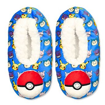 Boys Pokemon Fuzzy Babba 3D Plush Head Slip-On Slipper Socks