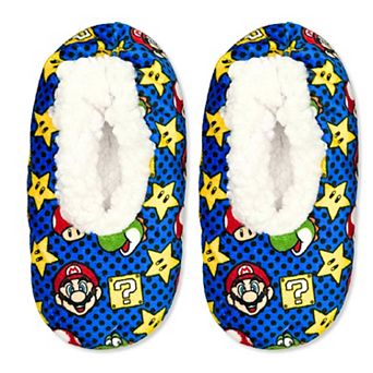 Boys Mario Fuzzy Babba Round Toe Slip-On Slipper Socks
