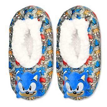 Boys Sonic Fuzzy Babba 3D Plush Head Slip-On Slipper Socks