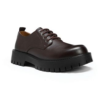 Men's Derby Shoes - Chunky Platform Round Toe Business Casual Shoes
