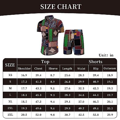 Men's Shirts and Shorts Set 2 Piece Tropical Outfit Floral Button Down Beach Suit