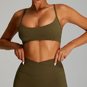 Women’s Cross Back Sports Bra, High Elastic Breathable Padded Yoga Top for Gym Running Daily Wear