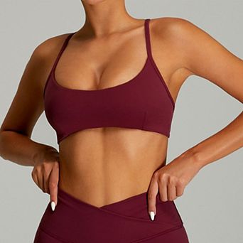 Women’s Cross Back Sports Bra, High Elastic Breathable Padded Yoga Top for Gym Running Daily Wear