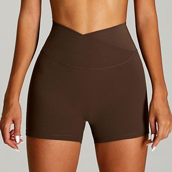 Women’s High Elastic Soft Breathable Yoga Shorts, Mid-High Waist Fitness Sports Workout Short Pants