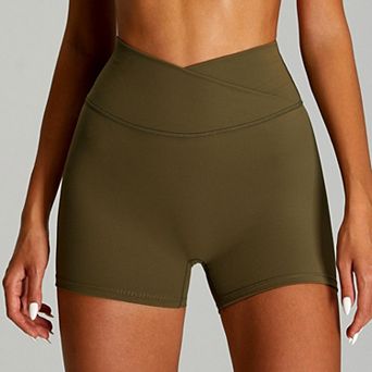 Women’s High Elastic Soft Breathable Yoga Shorts, Mid-High Waist Fitness Sports Workout Short Pants