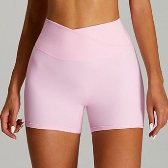 Women’s High Elastic Soft Breathable Yoga Shorts, Mid-High Waist Fitness Sports Workout Short Pants