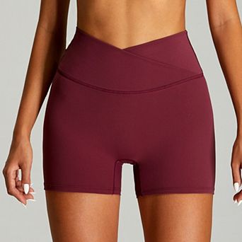 Women’s High Elastic Soft Breathable Yoga Shorts, Mid-High Waist Fitness Sports Workout Short Pants