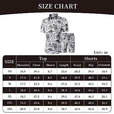 Men's 2 Pieces Sets Printed Short-Sleeve Shirt And Shorts Summer Beach Outfits