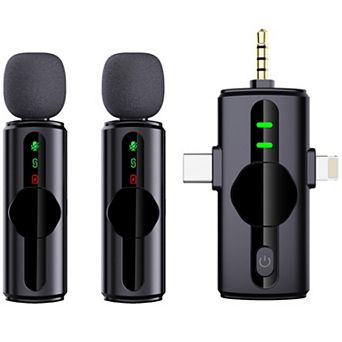 Wireless Lavalier Microphone,Plug-Play Noise Canceling Mic for Live Stream Vlog,for iPhone/Android