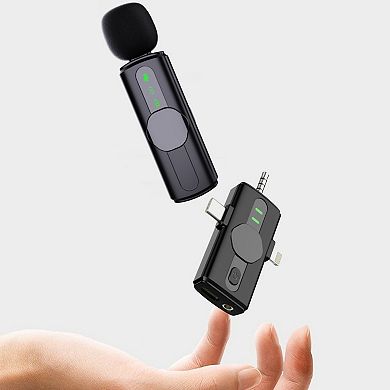 Wireless Lavalier Microphone,Plug-Play Noise Canceling Mic for Live Stream Vlog,for iPhone/Android
