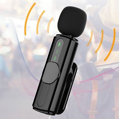 Wireless Lavalier Microphone,Plug-Play Noise Canceling Mic for Live Stream Vlog,for iPhone/Android