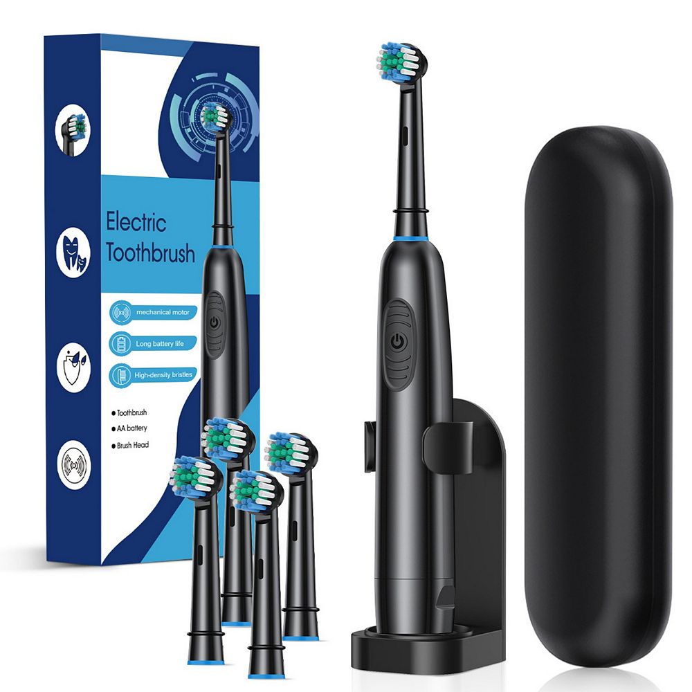 Rechargeable Rotating Electric Toothbrush with 4 Brush Heads & Travel ...