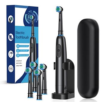 Rechargeable Rotating Electric Toothbrush with 4 Brush Heads & Travel Case, for Adults Home & Travel