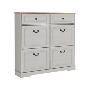 Shoe Cabinet with 4 Flip Drawers & 2 Top Drawers, Adjustable Shelves, for Entryway Hallway