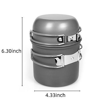 Camping Cookware Kit for 1-2 People, Portable Lightweight Outdoor Pot Pan Set with Foldable Cutlery