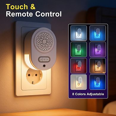 Plug-in RGB Night Light White Noise Machine, 8 Color Sleep Lamp Sound Machine for Bedroom